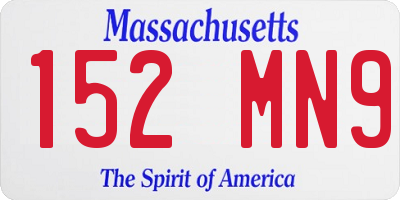MA license plate 152MN9
