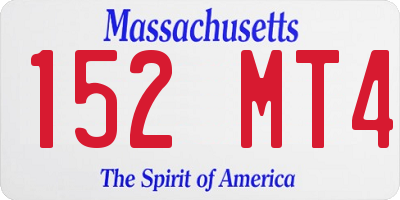 MA license plate 152MT4