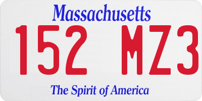 MA license plate 152MZ3