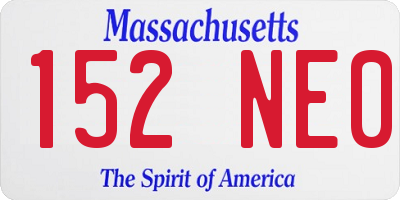 MA license plate 152NE0