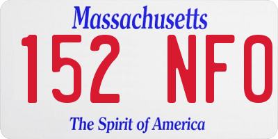 MA license plate 152NF0