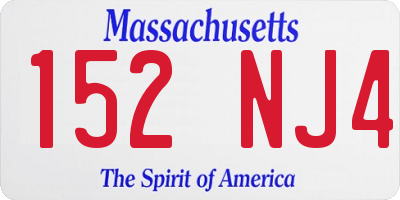 MA license plate 152NJ4