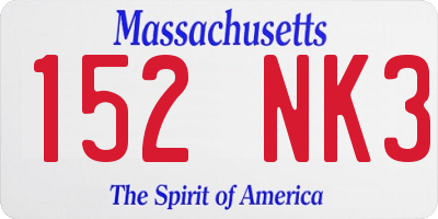 MA license plate 152NK3
