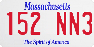 MA license plate 152NN3