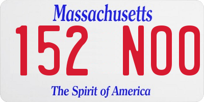 MA license plate 152NO0
