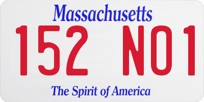 MA license plate 152NO1