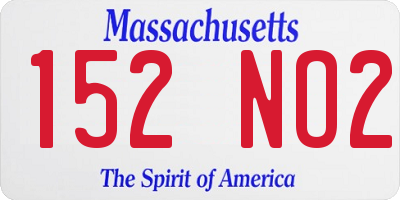 MA license plate 152NO2