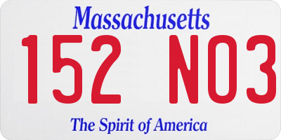 MA license plate 152NO3