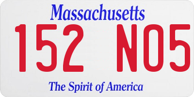 MA license plate 152NO5