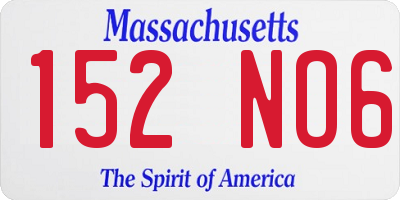 MA license plate 152NO6