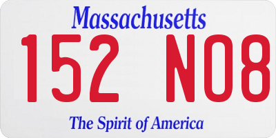 MA license plate 152NO8