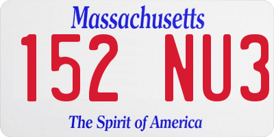 MA license plate 152NU3