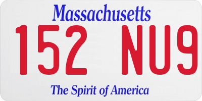 MA license plate 152NU9
