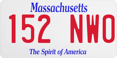 MA license plate 152NW0