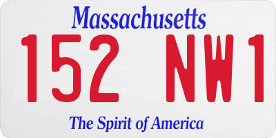 MA license plate 152NW1