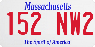 MA license plate 152NW2