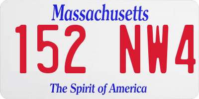 MA license plate 152NW4