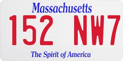 MA license plate 152NW7