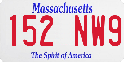 MA license plate 152NW9