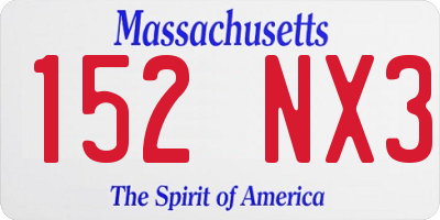 MA license plate 152NX3