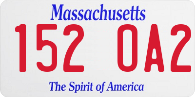 MA license plate 152OA2