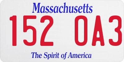 MA license plate 152OA3