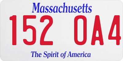 MA license plate 152OA4