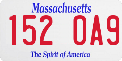 MA license plate 152OA9