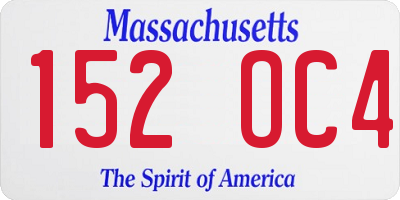 MA license plate 152OC4