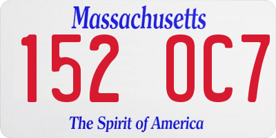 MA license plate 152OC7