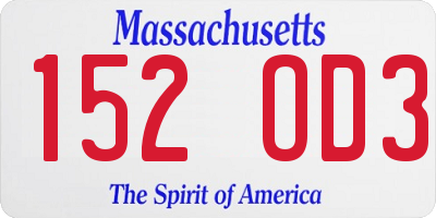 MA license plate 152OD3