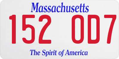 MA license plate 152OD7