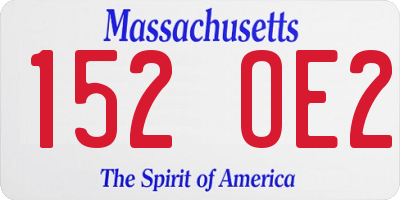 MA license plate 152OE2