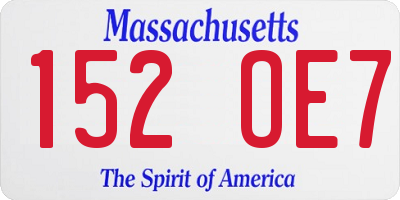 MA license plate 152OE7