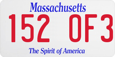 MA license plate 152OF3