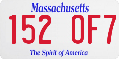 MA license plate 152OF7