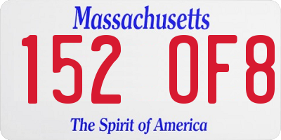 MA license plate 152OF8