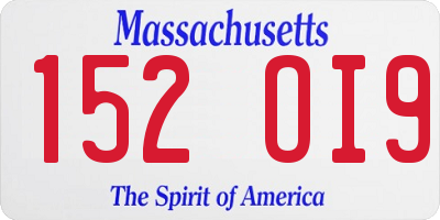 MA license plate 152OI9