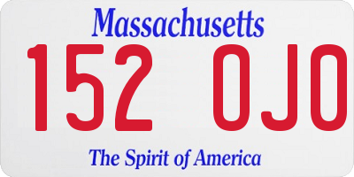 MA license plate 152OJ0