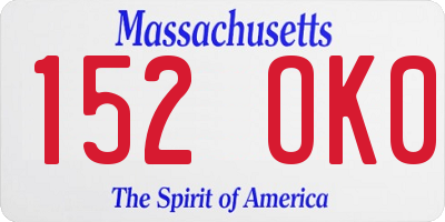 MA license plate 152OK0
