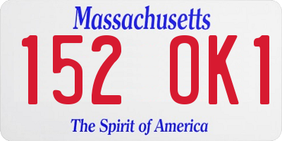 MA license plate 152OK1