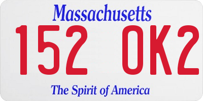 MA license plate 152OK2