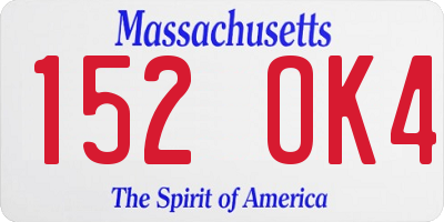 MA license plate 152OK4