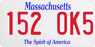 MA license plate 152OK5