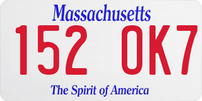MA license plate 152OK7