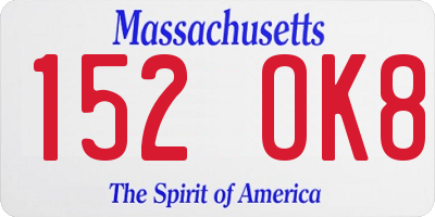MA license plate 152OK8