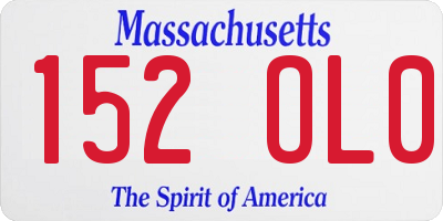 MA license plate 152OL0