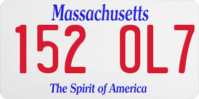 MA license plate 152OL7