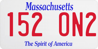 MA license plate 152ON2