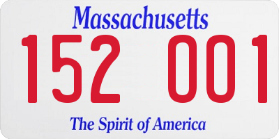 MA license plate 152OO1